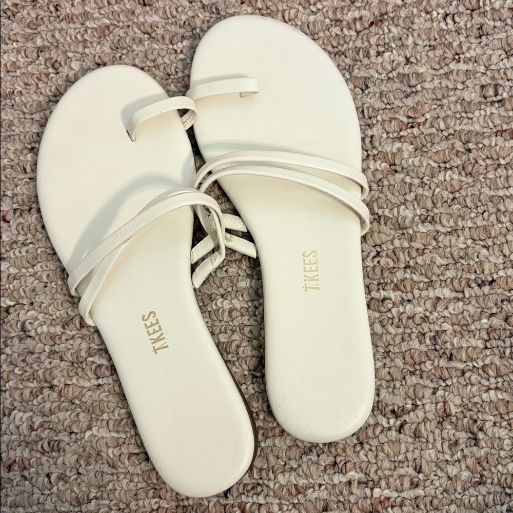 TKEES Ivory Strappy Toe-Loop Slide Sandals